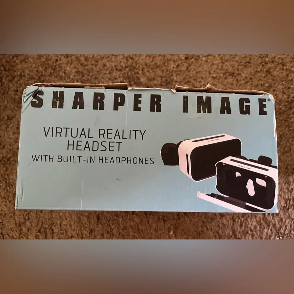 Sharper Image Black Virtual Reality Headset With Built-in Headphones